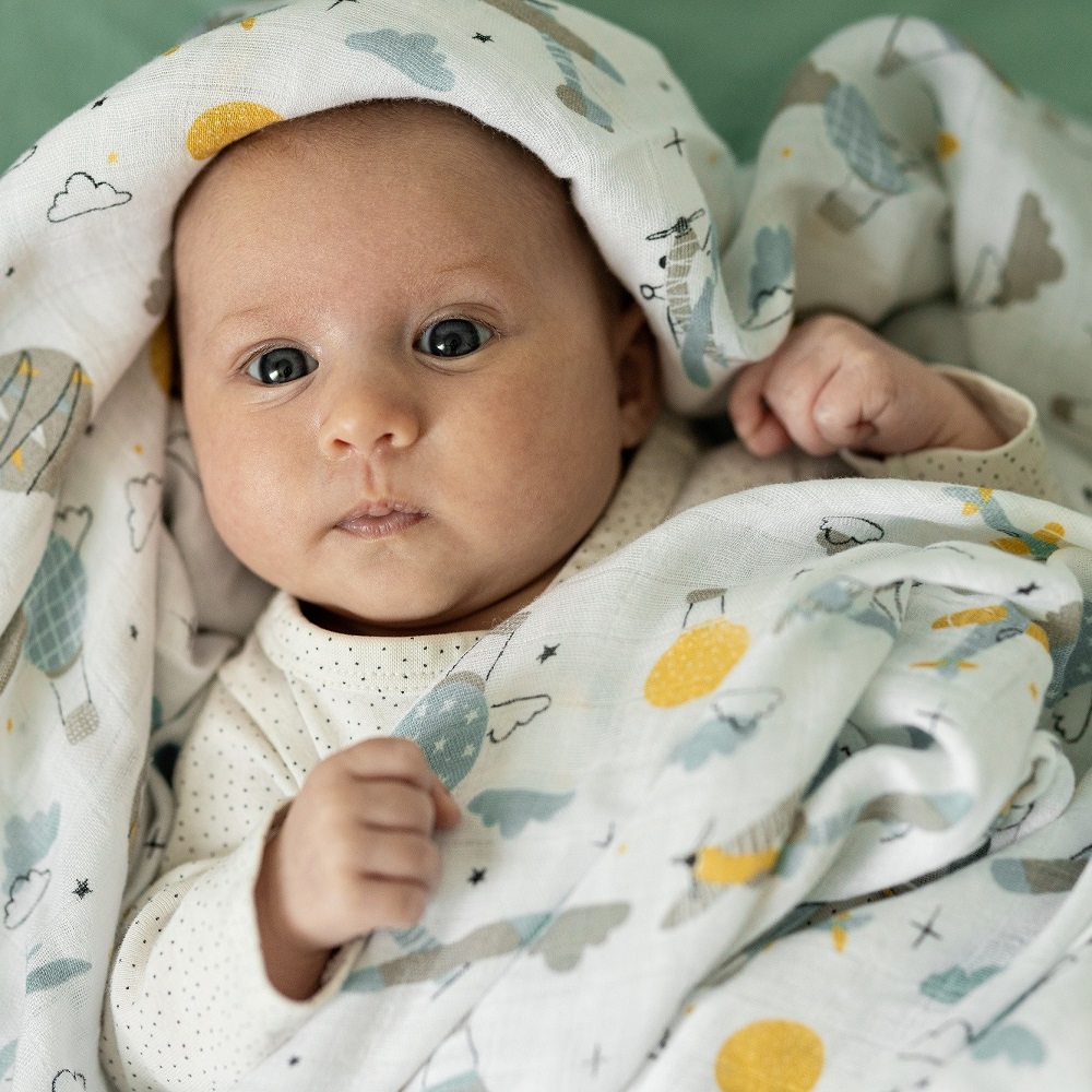 PETITE&MARS Pieluszki z muślinu bambusowego 3szt GREY PLANES